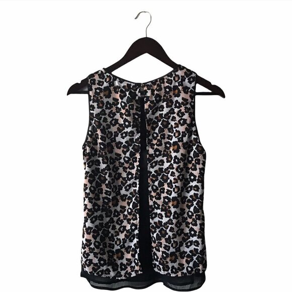 NWOT - H&M Brown Animal Print High Low with Back Opening Sheer Tank Top - Picture 2 of 12